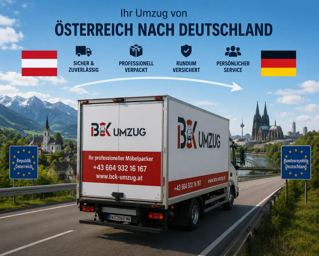 BCK Umzug LKW bei der Übersiedlung von Österreich nach Deutschland