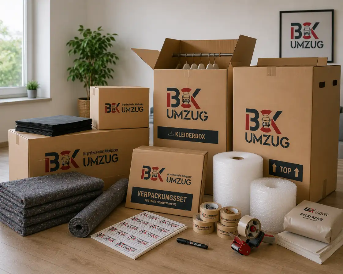 Verpackungsmaterial inklusive – Umzugskartons, Möbeldecken, Folie